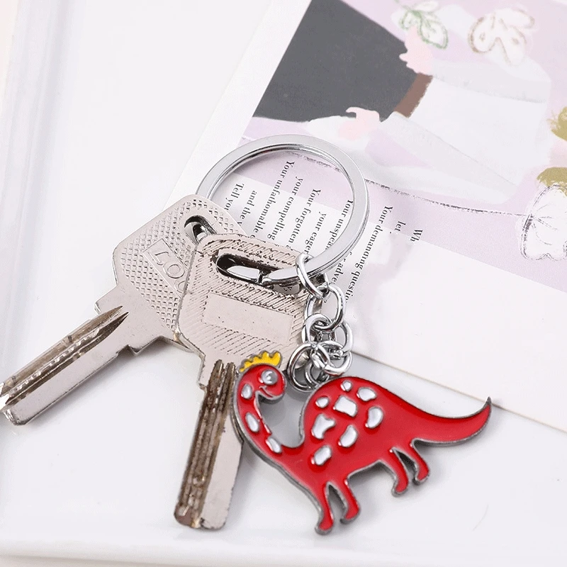 Personalized Custom Pendant Metal Keychain Engraved Metal Keyring Cartoon Dinosaur Zinc Alloy Metal Crafts Key Chain