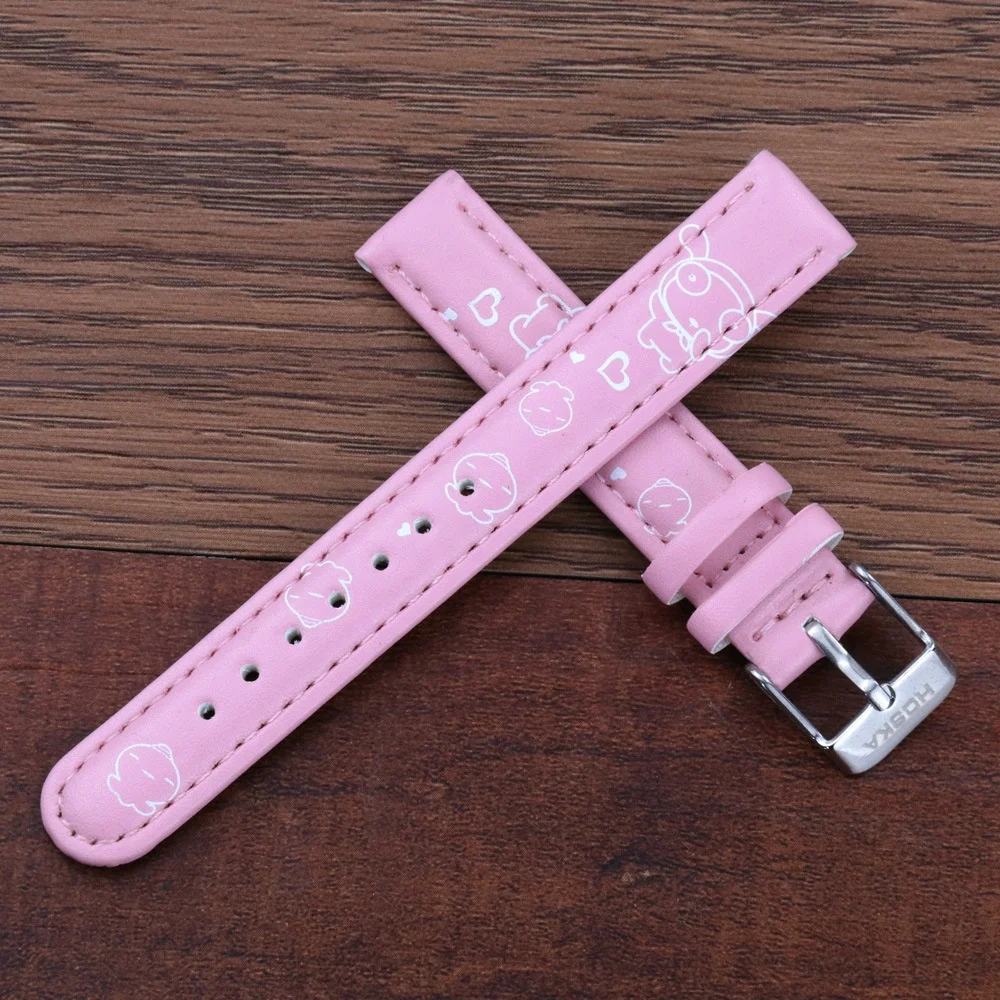 14 16 18 20 mm Replaceable Cute PU Faux Fake Leather Custom Printed Logo Children Watch Strap