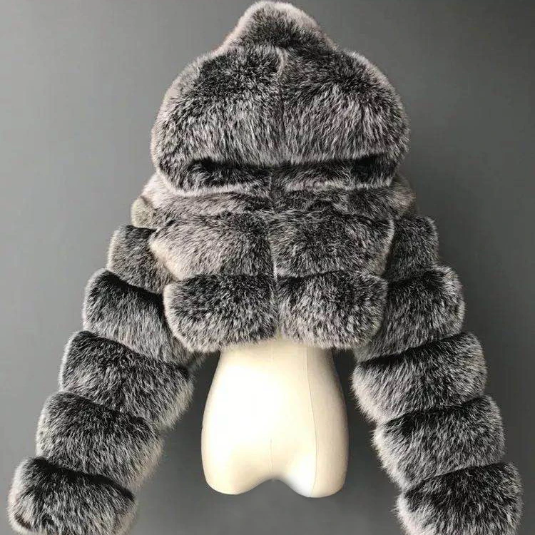 
Moodylime Hot Sale 2020 Women Winter Natural Fur Coats Real Trench Fox Faux Crop Fur Jacket Coat With Hooded 