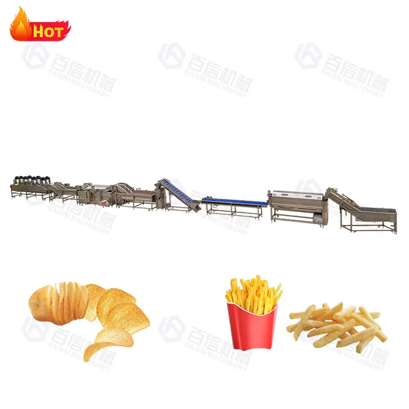 Baixin Sus304/316 Full Automatic French Fries Line Frozen Fries Potato Chips Processing Production Line High Quality