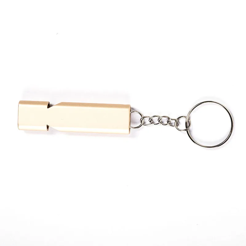 Custom logo print Aluminium alloy Detonation high frequency double tube  metal outdoor survival whistle