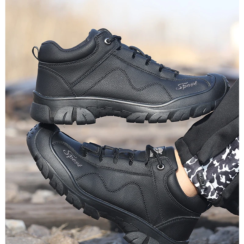 China fashion rubber sole RTS non-slip men steel toe working shoes industrial leather safety boots