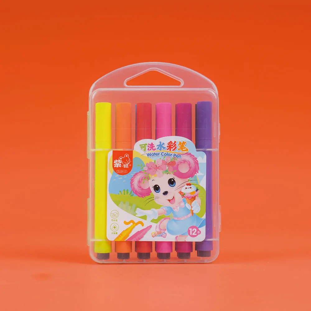 Washable Watercolor High Quality DIY Coloring Paint 12 18 24 Colors Water-based Ink Watercolor Pen Marker Set For Children