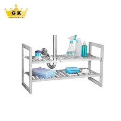 Space Saving Kitchen Storage Rack 2 Tier Expandable Under Sink Shelf Adjustable Kitchen Organizer For Home