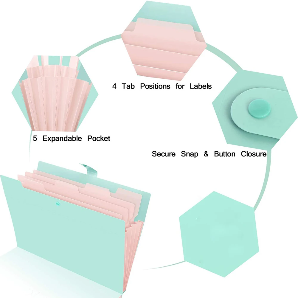 Plastic Folder Expandable Folder Rainbow Color A4 7 Pocket Expandable File Organizer Folder For Office School Supplies