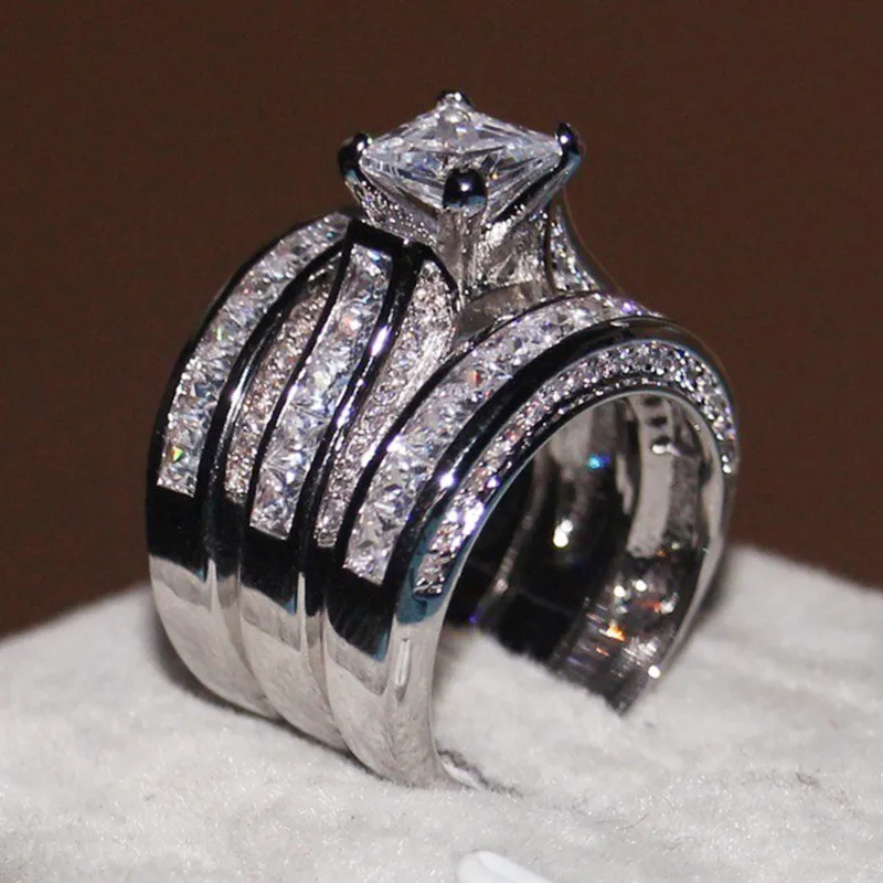 CAOSHI 3Pcs/Set Fashion Rings Set For Women Jewelry Gift Accessories Girls Female Engagement Wedding Luxury Ring Set