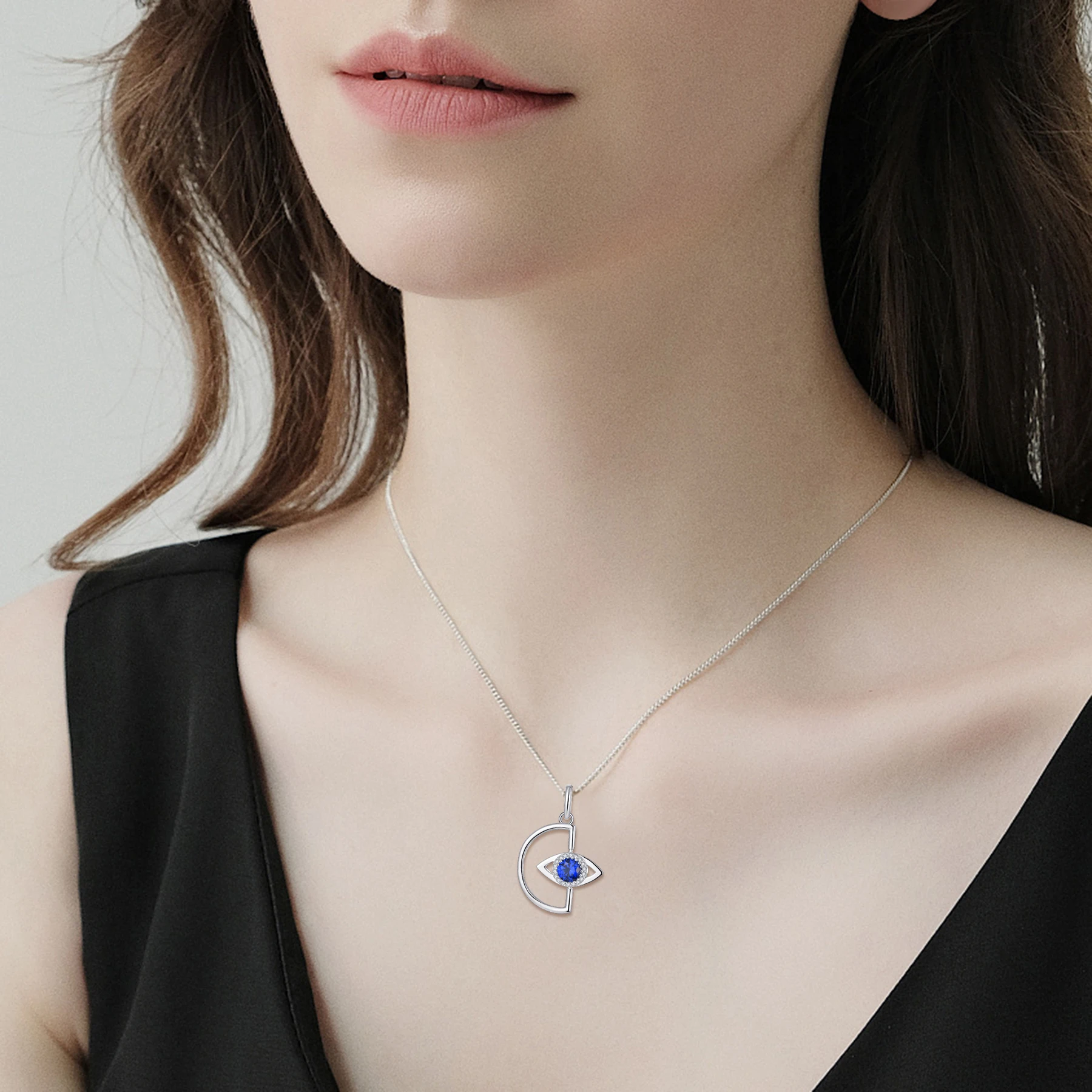 925 Sterling Silver Statement Heart Necklace Jewelry Custom Initial Letter D Blue Eviler Eye Pendant Necklace