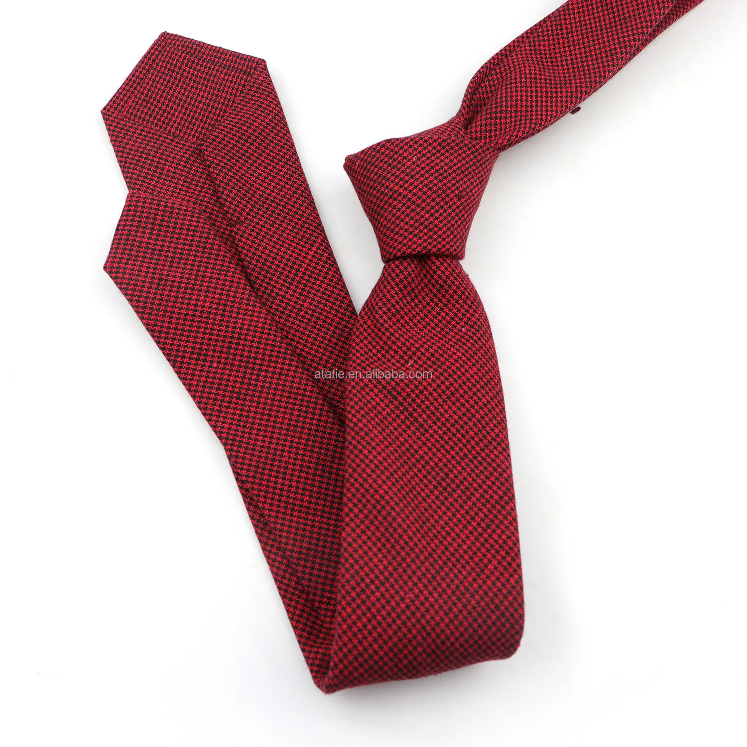 Pure Colorful Mens Fashion Tie Casual Cotton Plaid Striped Necktie 6CM Width Narrow Wedding Business for Men