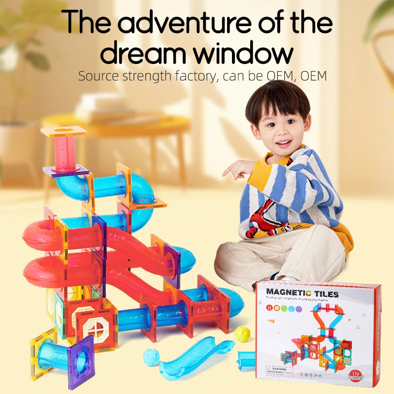 Manufactory Direct Magnet Blocks Race Track Marble Run For Kids Educational Montessori Toys For Toddlers Magnet Blocks