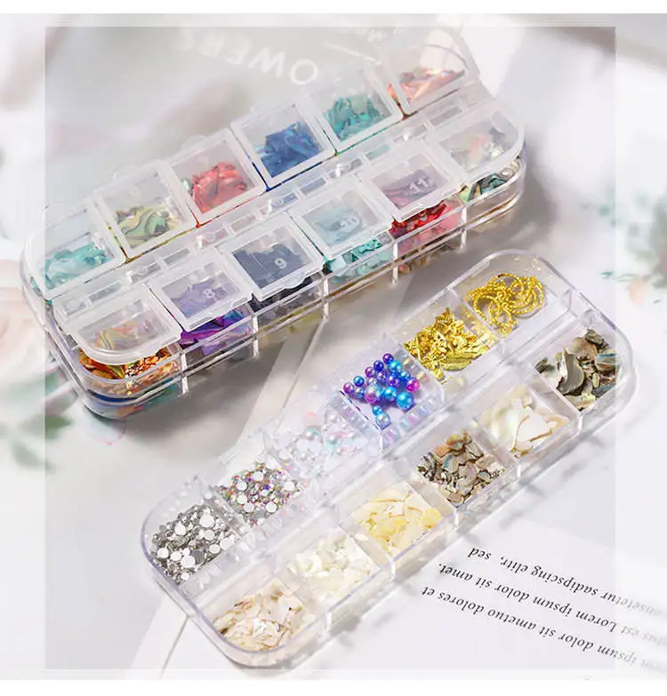 Nail Art Mixed Irregular Natural Seashell Crystals Rhinestones 3D DIY Summer Manicure Decoration Nail Art Charms