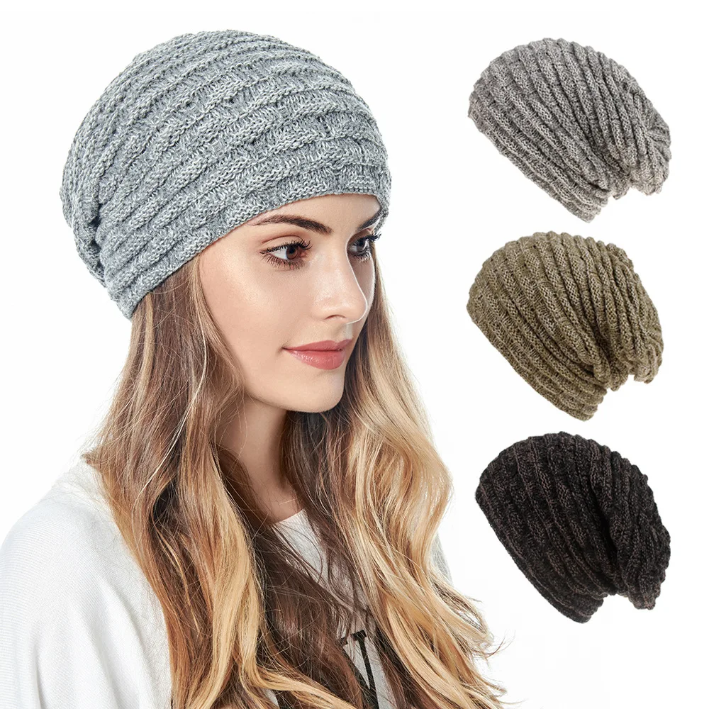 Winter Knit Beanie Hats for Men Women Slouchy Beanie Winter Knit Soft Warm Fleece Lined Lightweight Long Baggy Slouch Skull Cap