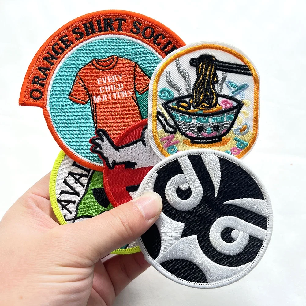 VastGifts Custom Manufacturer Full Half Embroidery Clothing Badge Hand Cut Iron On Backing Patch for Cap