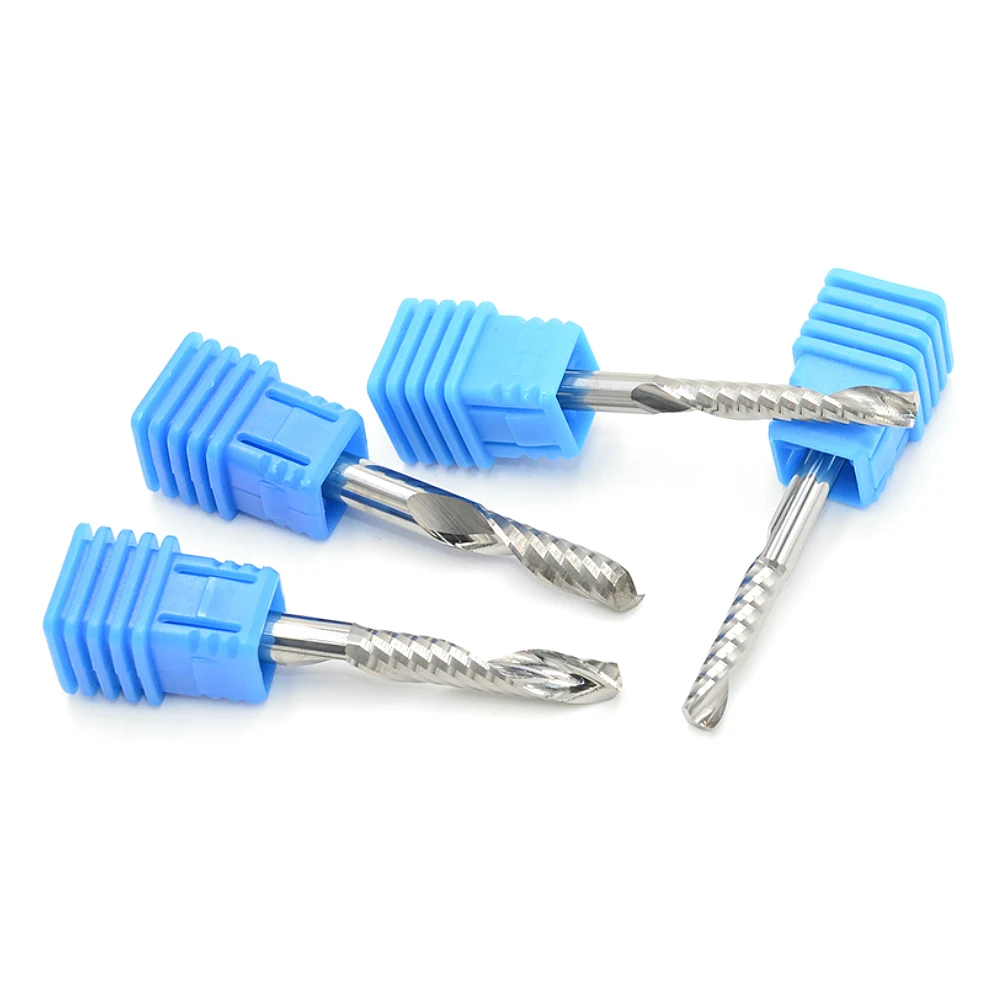 4mm Shank one Flute Spiral Cutter router bit CNC end mill For MDF carbide milling cutter tugster steel router bits for wood