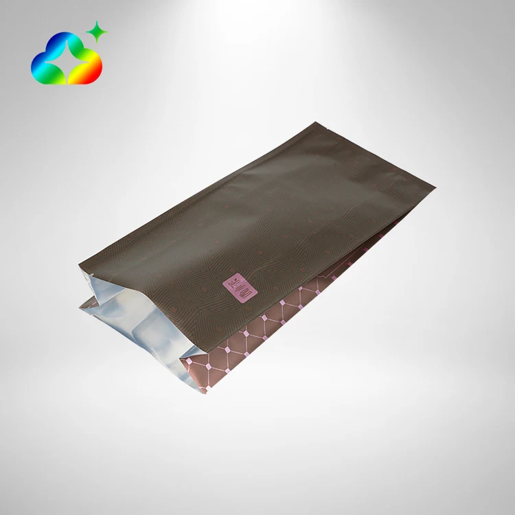 Custom Printed Biodegradable Flat Bottom Aluminum Foil Laminated Middle Sealed Plastic Bags For Coffee Tea Packaging