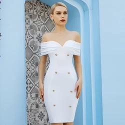 Dress manufacturer summer one shoulder short sleeve bandage V neck evening dress nightclub white bodycon dresses casual