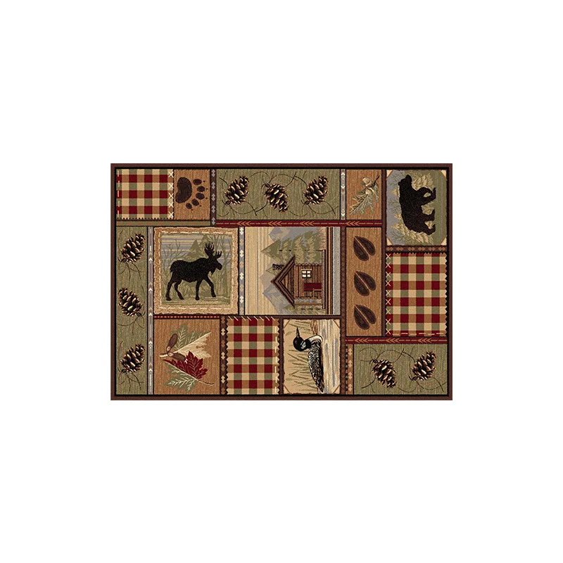 Modern Animal Pattern Polyester Living Room Rug Washable Cushioned Foam Mat for Home with Stylish Design for Bathroom Use