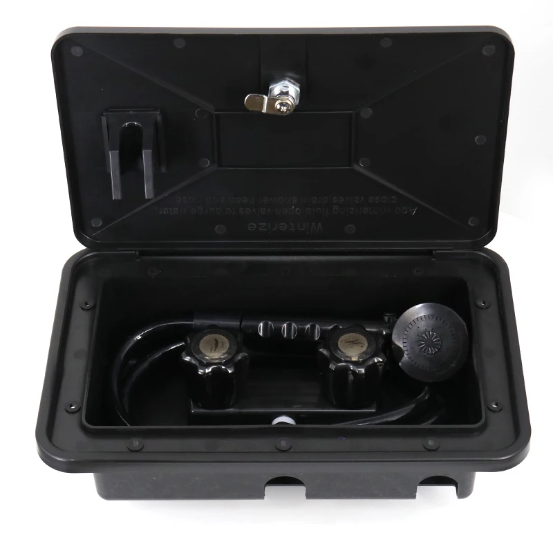 White RV Exterior Shower Box Kit with Lock Boat Marine Camper Motorhome Caravan Accessories