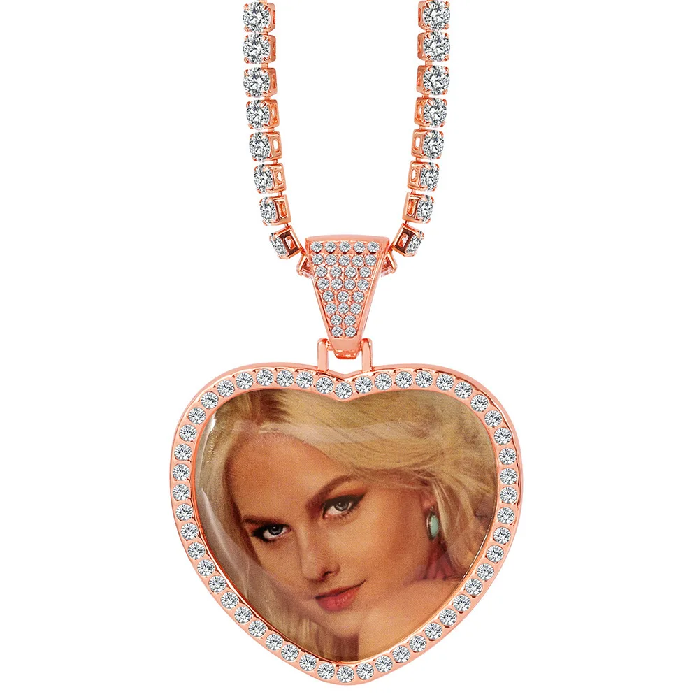 2021 CZ Diy Photo Diamond Copper Zircon Jewelry Commemorative Souvenir Gift 925 Stainless Plated Necklace