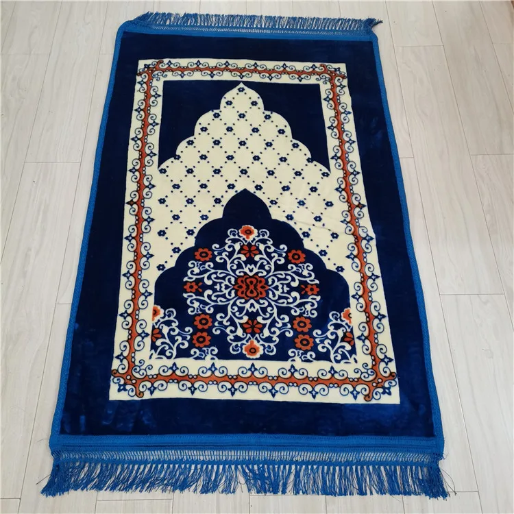Colorful cheap price  wholesale soft good thickness anti-slip 80*120 cm adult Arabic Custom logo print muslim Raschel Prayer mat