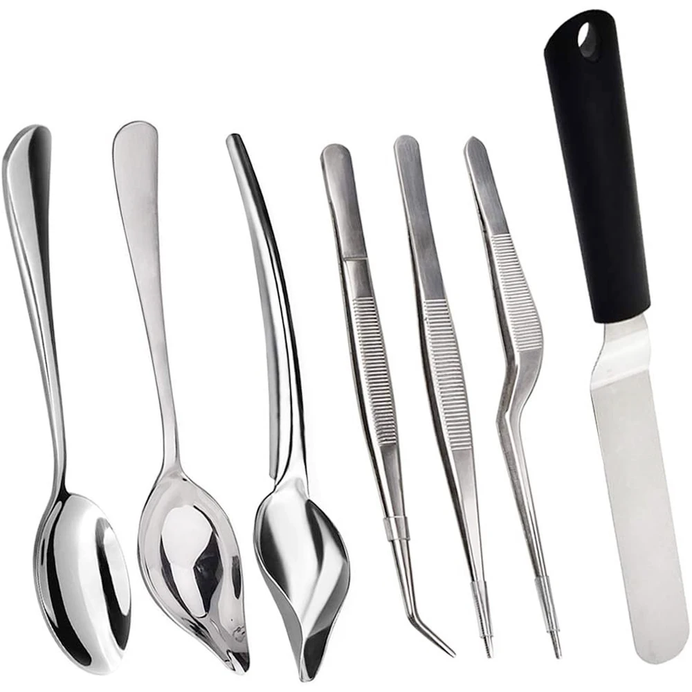 Culinary Specialty Tools Professional Chef Plating Kit 7 Piece Stainless Steel culinary plate set