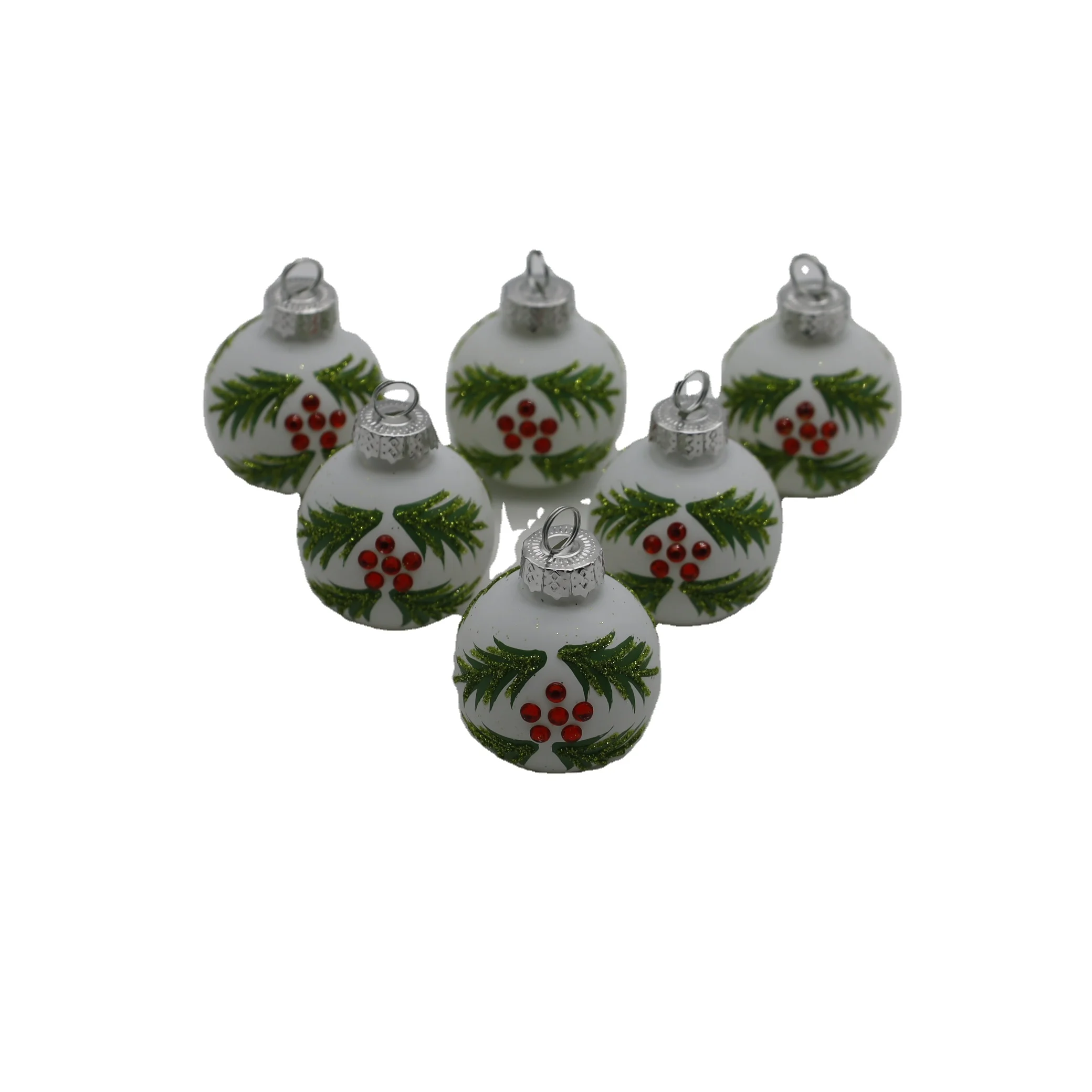 Green leaf transparent glass flat bottom bauble ball for table position business card holder