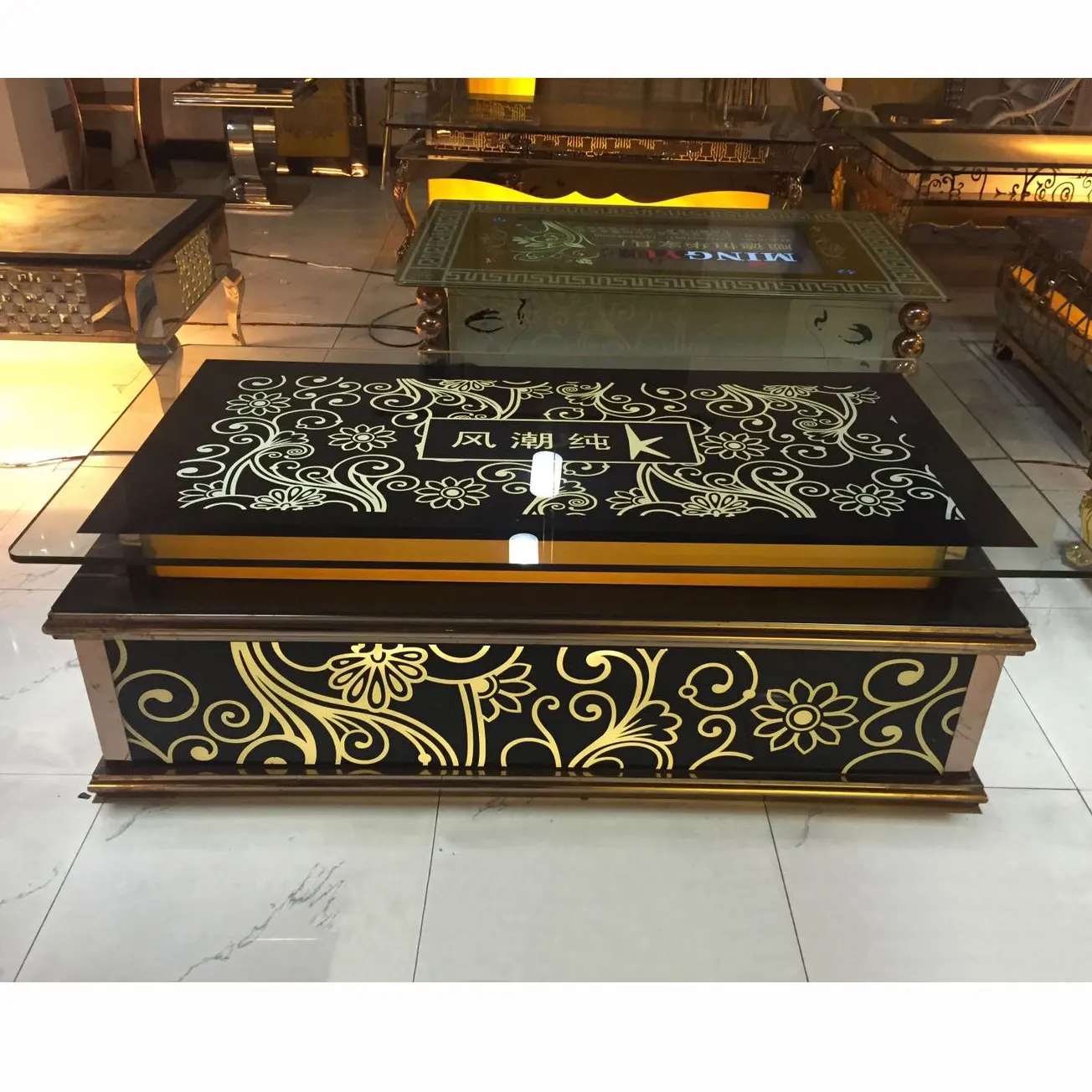 High Quality Led Restaurant Table Bar Furniture Glass Table