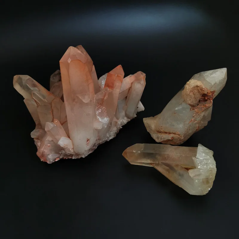 Natural Rock Quartz Hematite Red Clear Quartz Raw Crystal Cluster