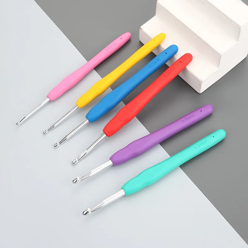 Rubber Soft Handle Crochet Knitting Needle Set Crochet Kit for Beginners Hook Kit Stainless Steel Crochet Hook Set