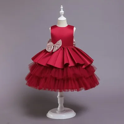 QZ243 Amazon Europe and America baby birthday dress girls puffy princess cake dress toddler girl birthday party dress