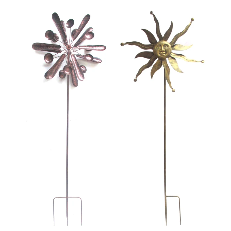 Sun Face Wind Spinner Garden Decoration Ornament Knetic 3D Metal Copper Wind Spinners