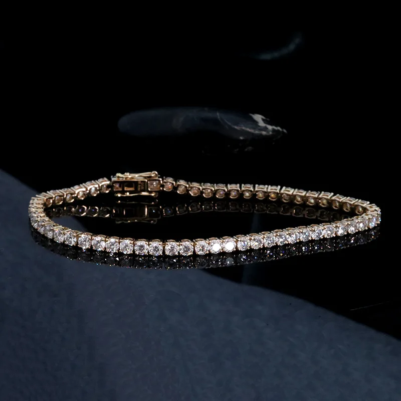 5ct 18k Solid Gold Bracelet Classic 3mm Moissanite Tennis Bracelet Pass Diamond Tester Lab Diamond Women Girl Luxury Je