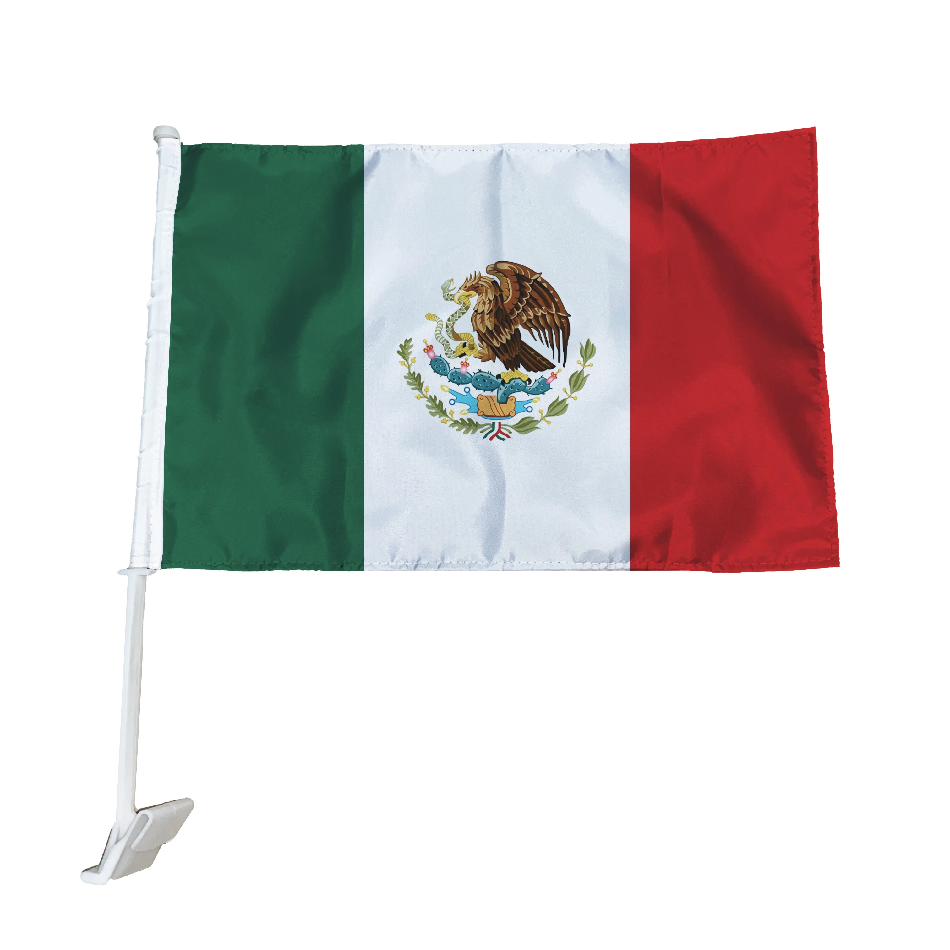 Fast Delivery Mexico Car Flags Mexican Car Flag  12x18 Inch Football Fans Car Flags With Window Clip