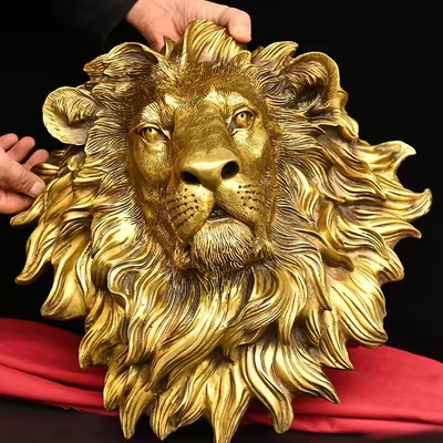 Metal Customization Size copper material Hanging Animal Wall Decor Lion Head