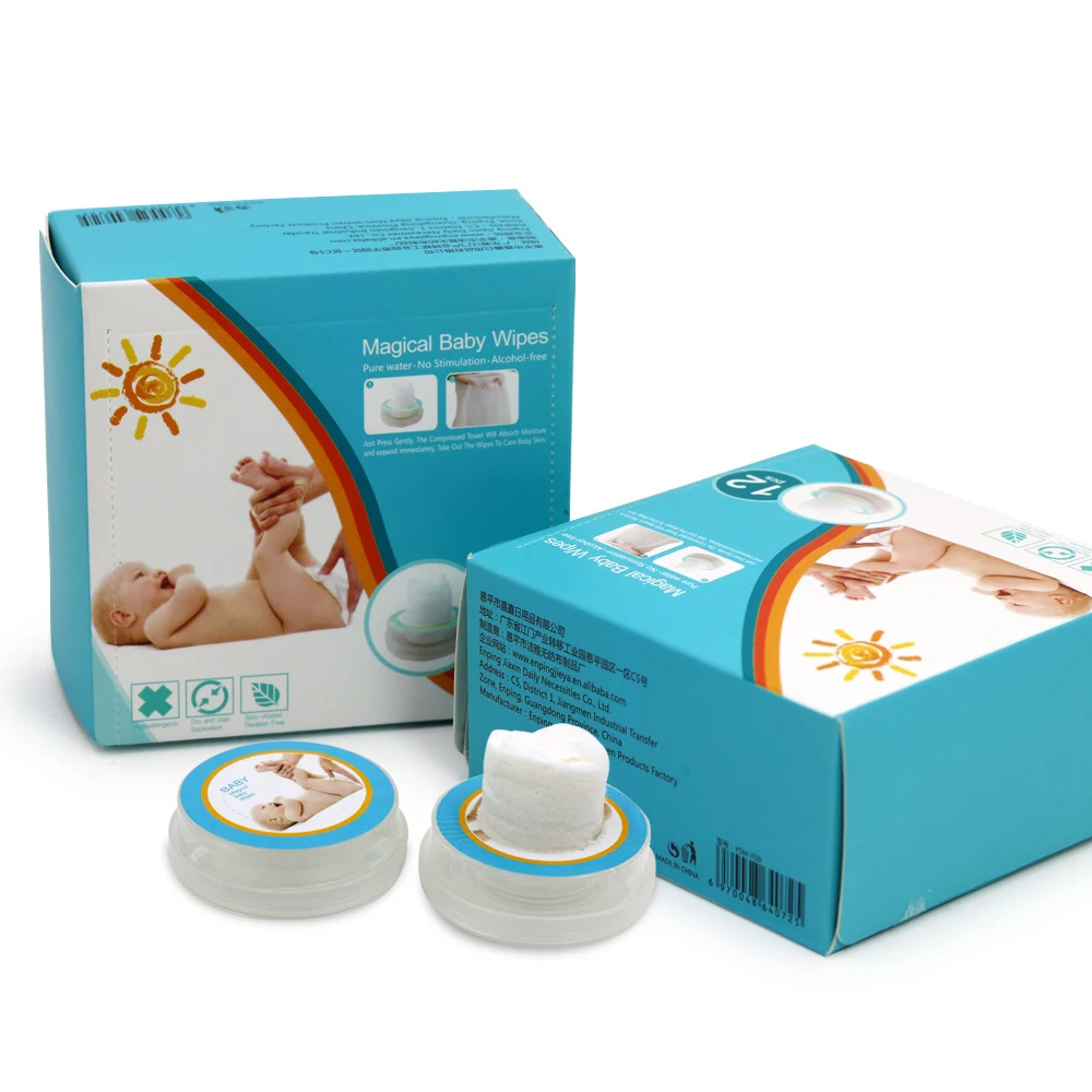 Private Label Single Pack Mini Push Compressed Functional Cleansing Baby Wet Wipes