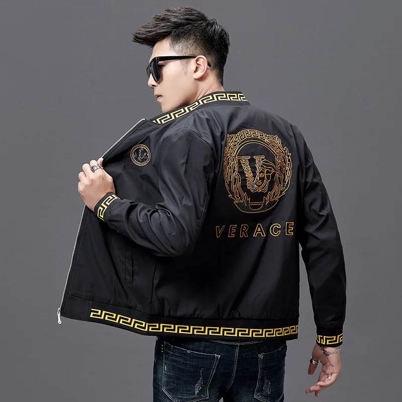 Factory wholesale Trendy Embroidered coat jacket New style long-sleeved coat men baseball suit stand collar men winter coat
