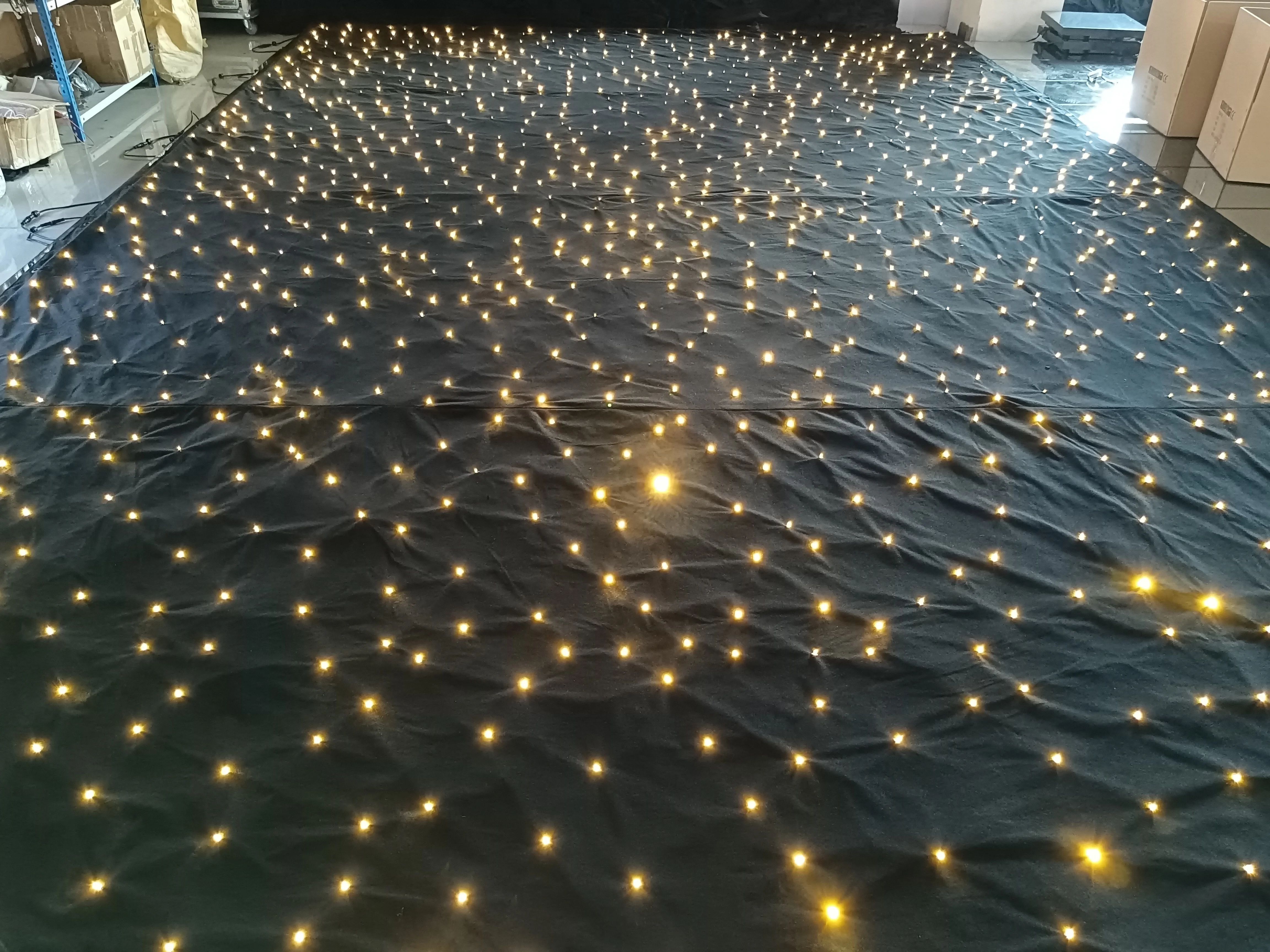 Hot sales  led star cloth golden yellow  drape stage light for party night club led star curtain  For wall  ceiling wedding
