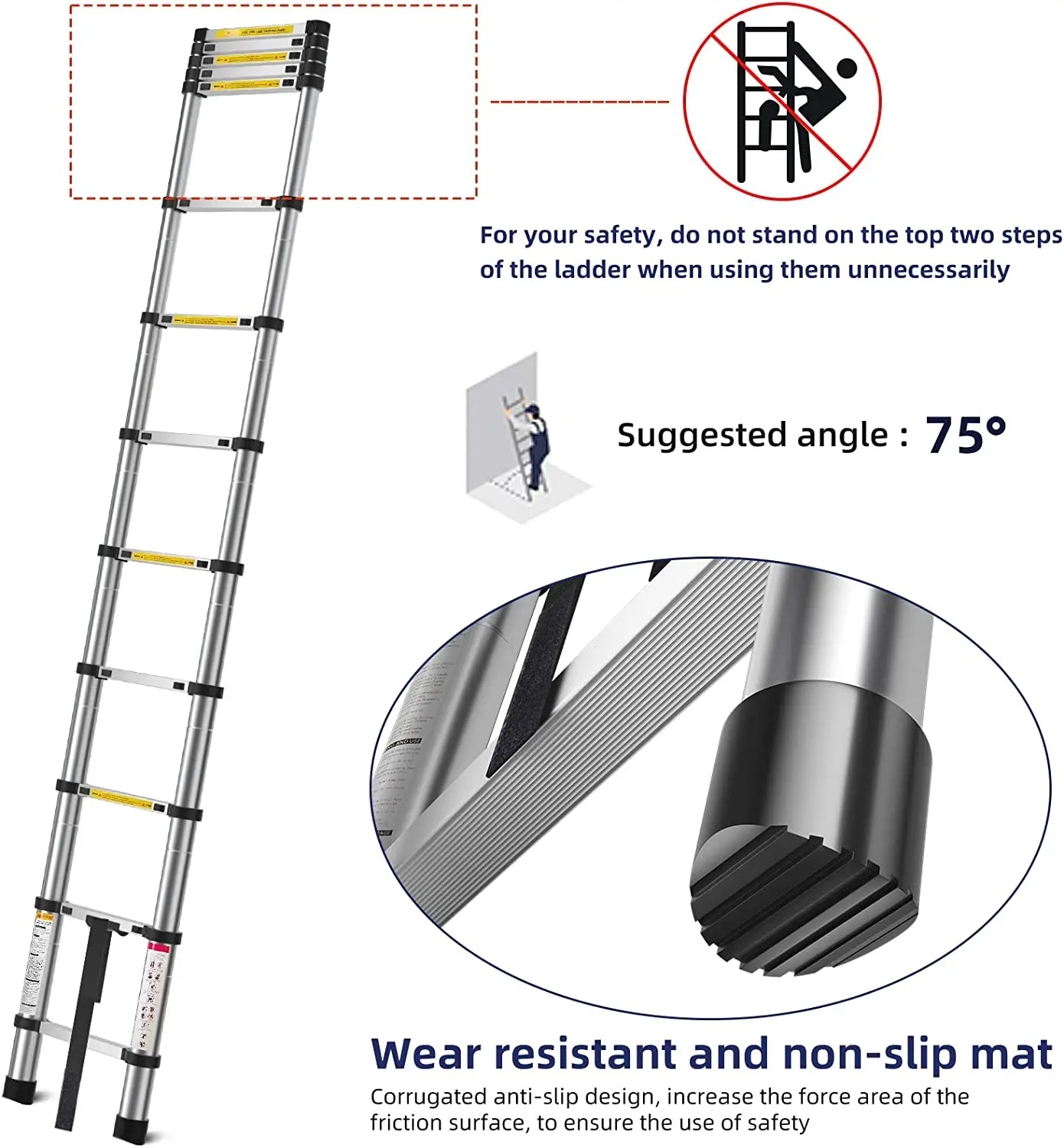 12.5FT Aluminium Single Telescopic Ladder Manufacture