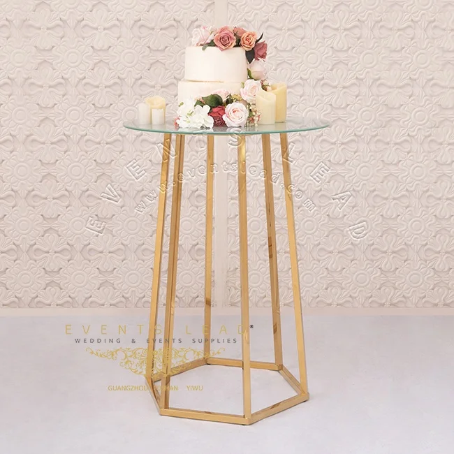 Golden Luxury Hexagon Wedding Bar Cocktail Table Gold Stainless Steel