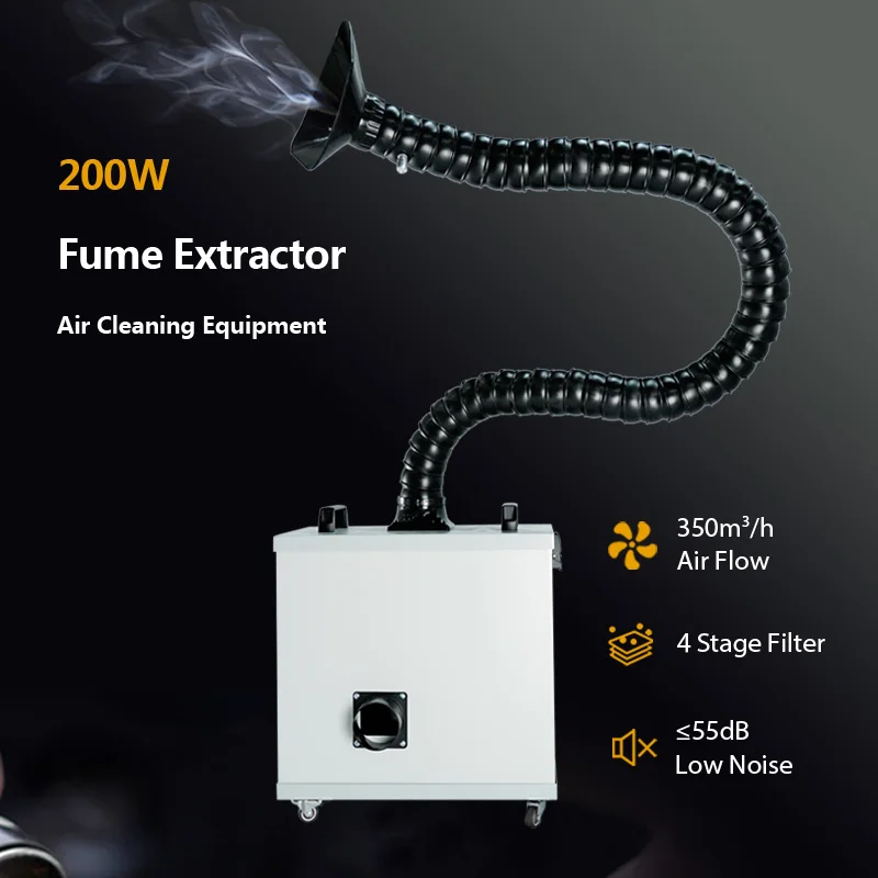 Laser Smoke Absorber HEPA Filter 200W Fume Extractor Dust CE DTF Purifier DIY Nail Salon Beauty Co2 Soldering Air Welding Vacuum