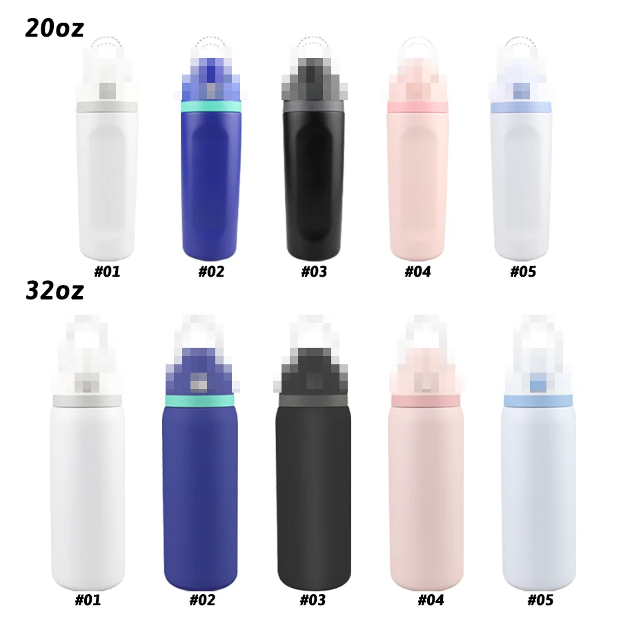 20oz Insulated Stainless Steel Water Bottle Straw BPA-Free Eco-Friendly Sports Metal Cup Plastic Lid Sports Travel