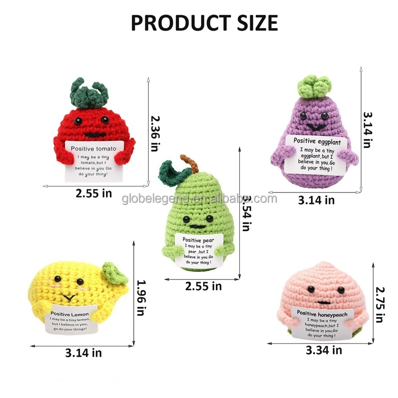 2024 Hot Selling Popular Handmade Emotional Support Pickled Positive Crochet Frog Stuffed Plush Doll Small Cucumber Crochet Toys
