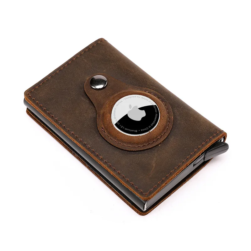 New Arrival Classic Design Genuine Leather Wallet Card Case for Airtag Leather Case