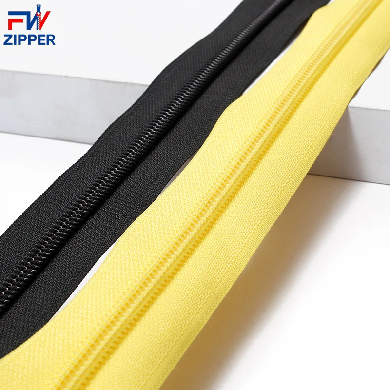 Factory Wholesale 3# 5# Black Yellow  Long Chain 200m per roll Bags Suitcase Nylon Zipper Tape