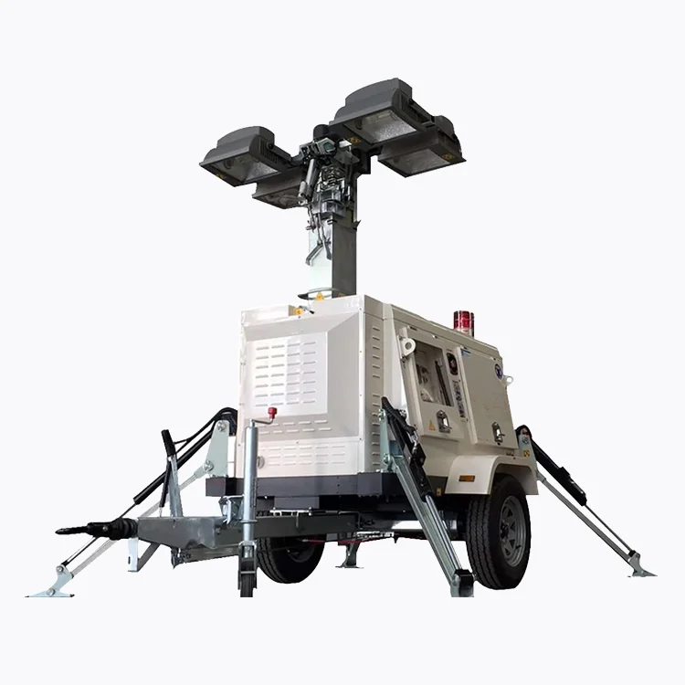 hot sale 4*1000W lamp street trailer lighting tower with generator set with weichai engine for construction