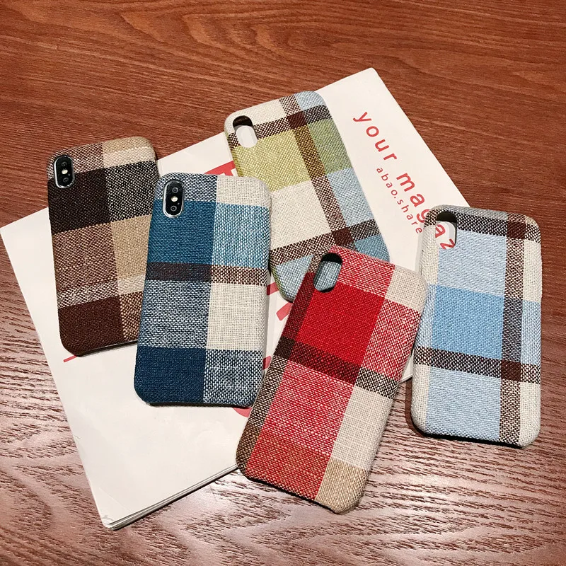 New 2020 Classic Colorful Linen Fabric Grip Pattern Cloth Phone Back Cover Case For iPhone X XR XS Max 11 Pro 6 7 8 Plus