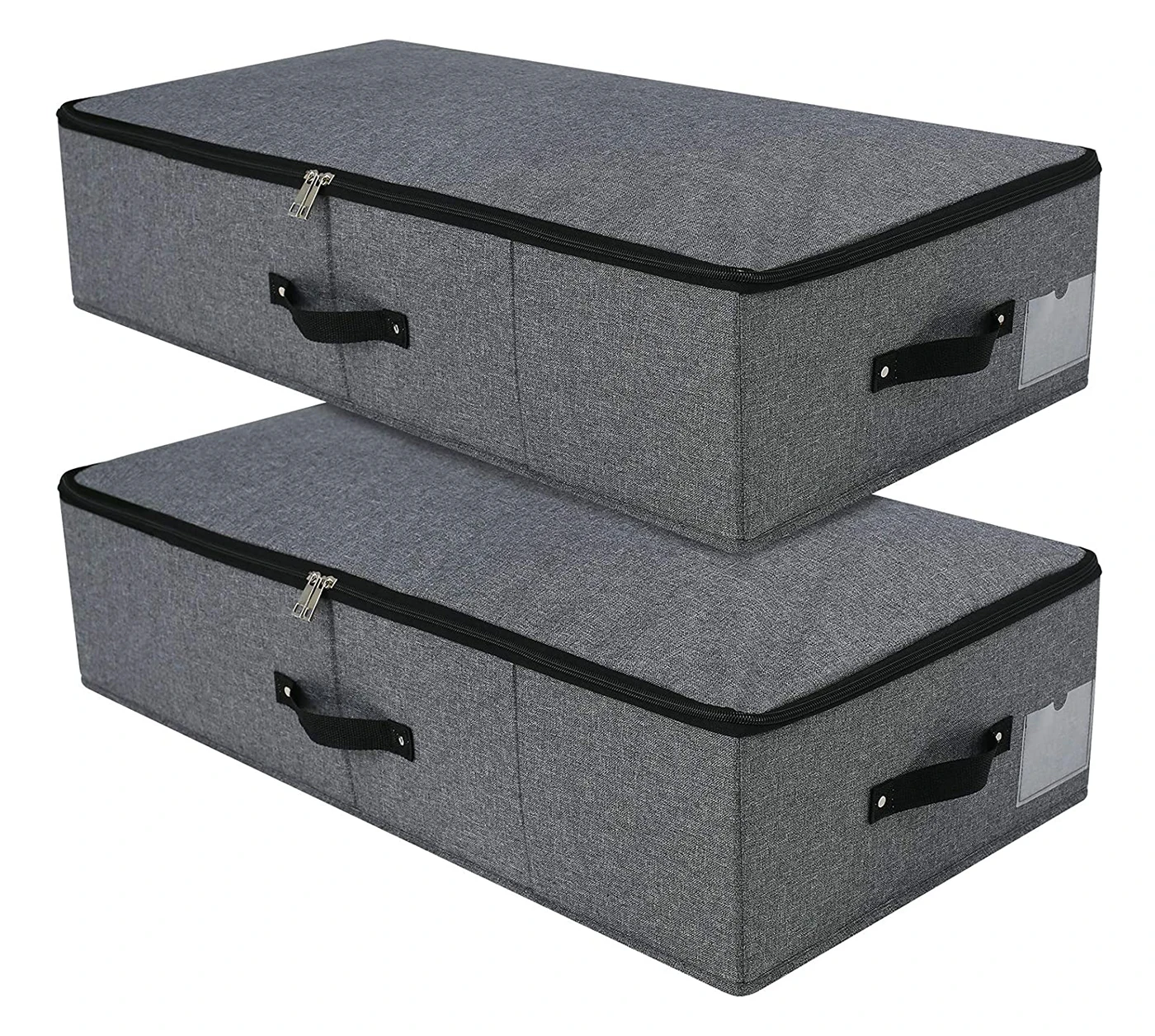 Foldable Underbed Storage Bag with Handles Cotton Linen Fabric Underbed Storage Organizer
