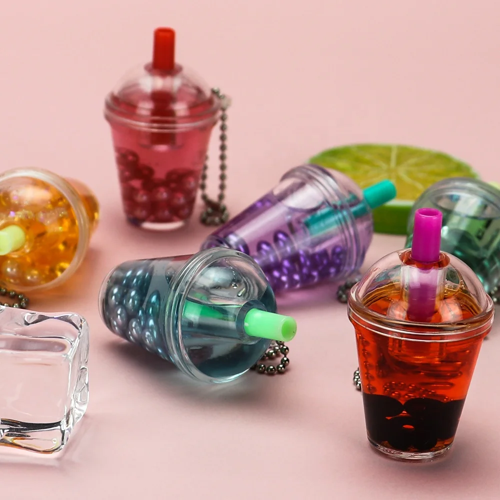 Amazon hottest selling boba milk tea coffee bottle liquid keychain