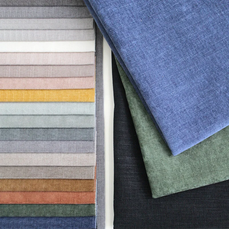 Недорогая водонепроницаемая ткань для дивана домашний текстиль полиэстер льняная тканая обивочная оптовая продажа