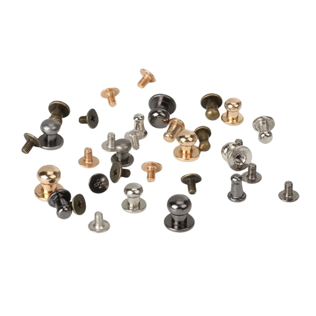 Button Stud Screw nail 4 6 8 10 12 15 Screwback Leather Belt Chicago rivet Brass