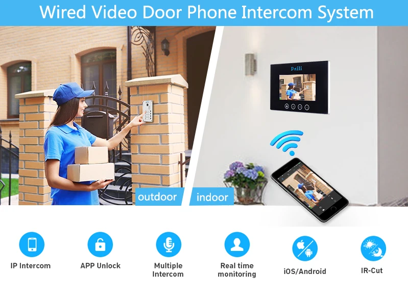 Multi apartments commax Intercom system 2 wires video door phone system  with  audio door phone